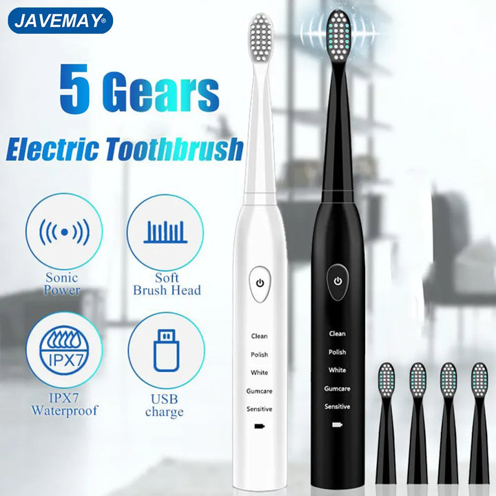 Powerful Ultrasonic Sonic Electric Toothbrush USB Charge Rechargeable Tooth, Whitening Teeth Brush